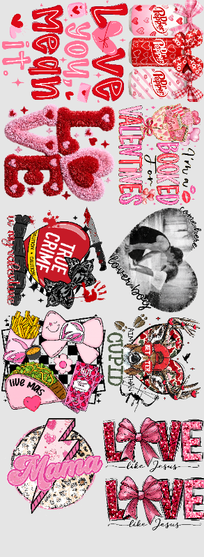 PRE-MADE VALENTINES DAY 22X60 GANG SHEET